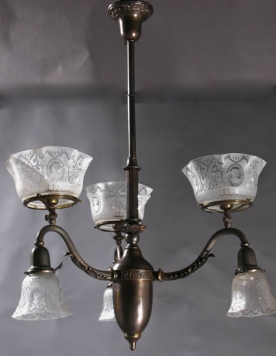 Classical 3 & 3 Gas and Electric Chandelier